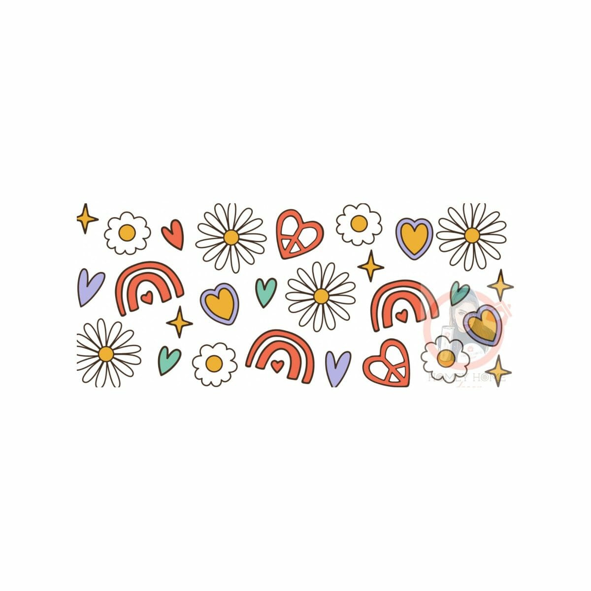 7FA58BE7-960F-4F4C-85A8-C2DBCE8C805B Boho Flower & Rainbow Libbey 16OZ Wrap - Image 1