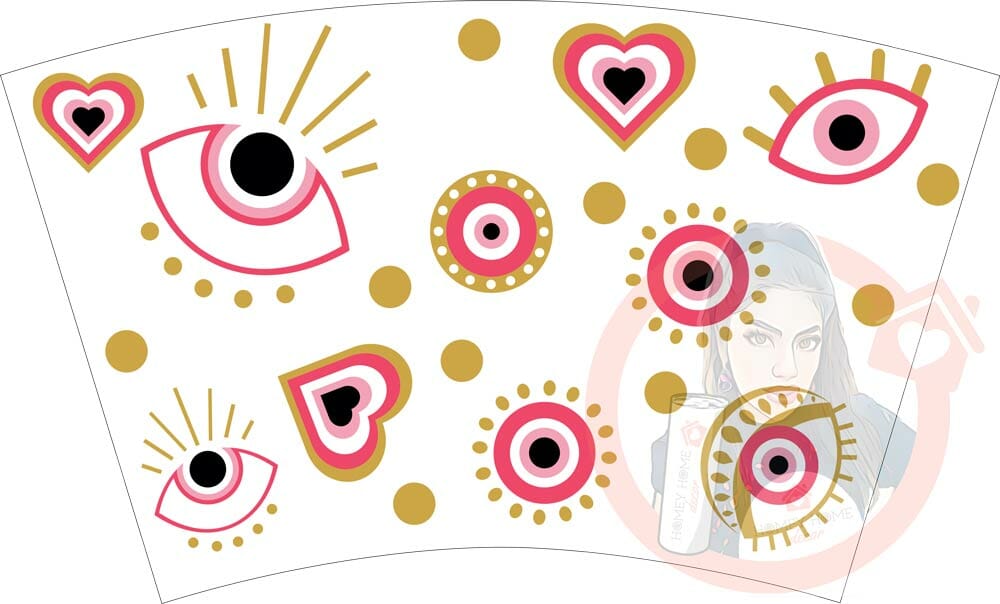 Evil-Eye-Pink-Gold-v1-24ozColdCupWrap Evil Eye v1 Decal Set for 24oz Cold Cups - Image 1