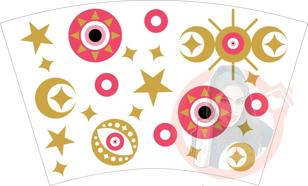 Evil-Eye-Pink-Gold-v2-24ozColdCupWrap Evil Eye v2 Decal Set for 24oz Cold Cups - Image 1
