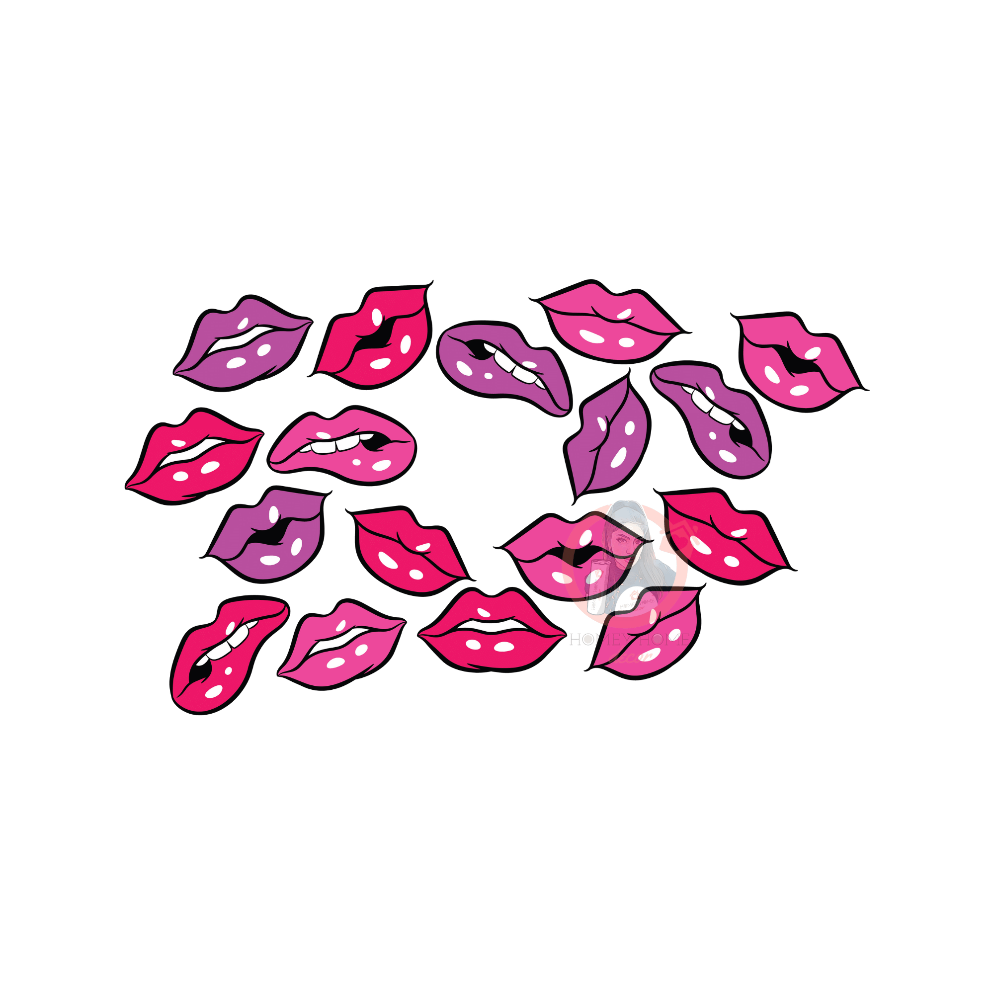 Untitled design (5) Sexy Lips 24OZ Cold Cup Wrap With Hole - Image 1
