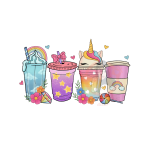 Unicorn Coffee Latte Heat Transfer Print