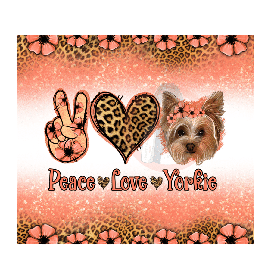 Untitled design (74) Peace Love Yorkie 20oz Tumbler Sublimation Wrap - Image 1