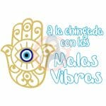 Bye Malas Vibras White Text Heat Transfer Vinyl Print