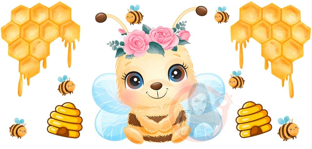 cute-bee-libbey-sub-wrap-web Cute Bee Sublimation Libbey Wrap 16oz - Image 1