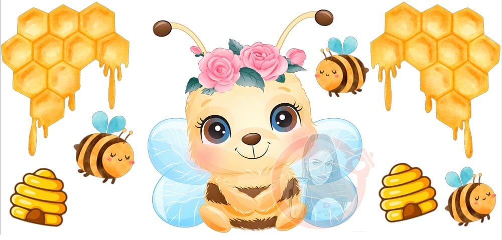 cute-bee-libbey-vinyl-wrap2 Cute Bee Libbey Vinyl Wrap 16oz - Image 1