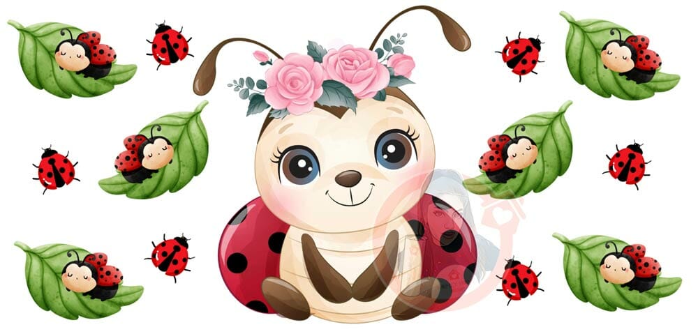 cute-ladybug-libbey-sub-wrap-web Cute Ladybug With Leaves Sublimation Libbey Wrap 16oz - Image 1