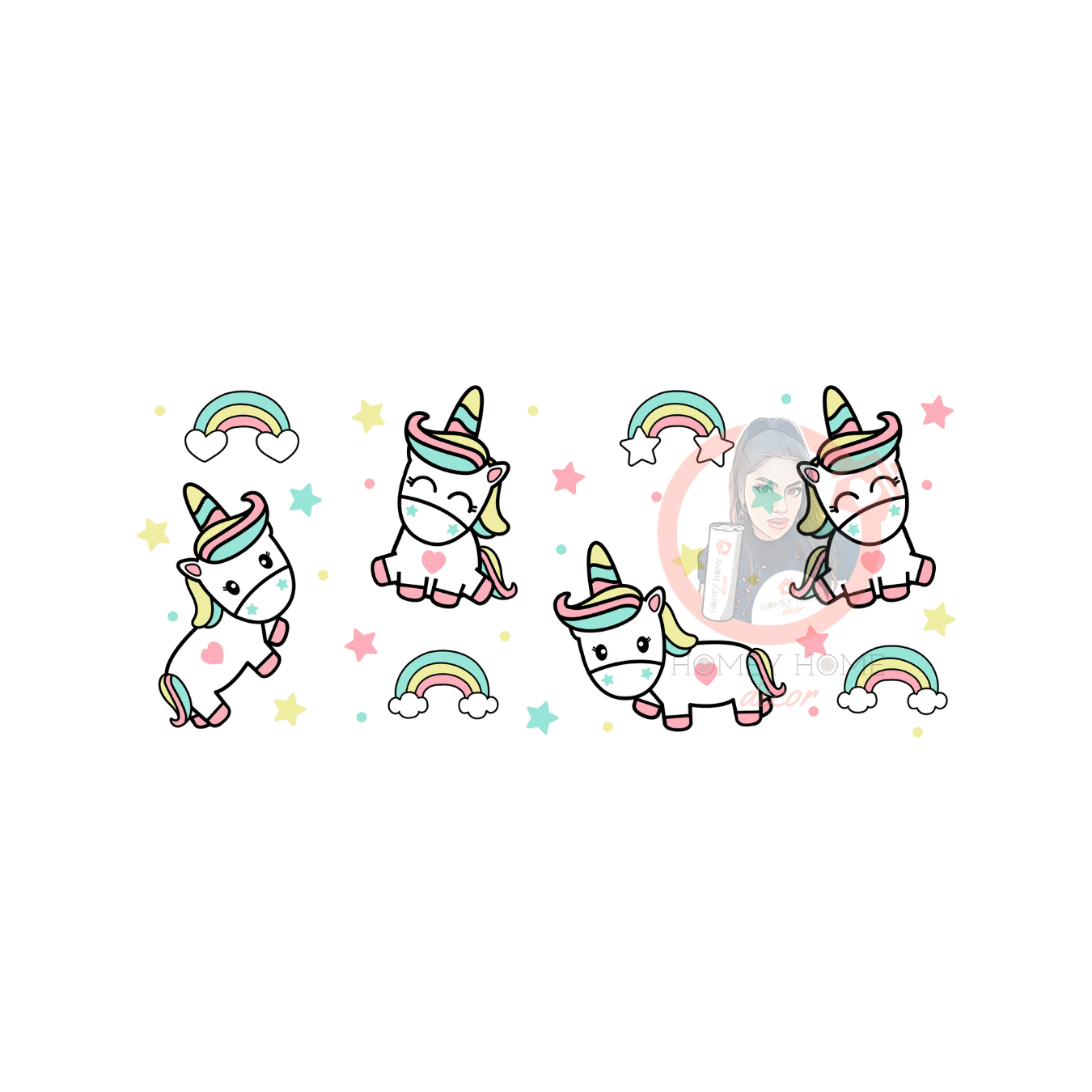 Untitled design - 2023-02-03T232521.421 Kawaii Unicorns Libbey Wrap Sublimation 16OZ - Image 1