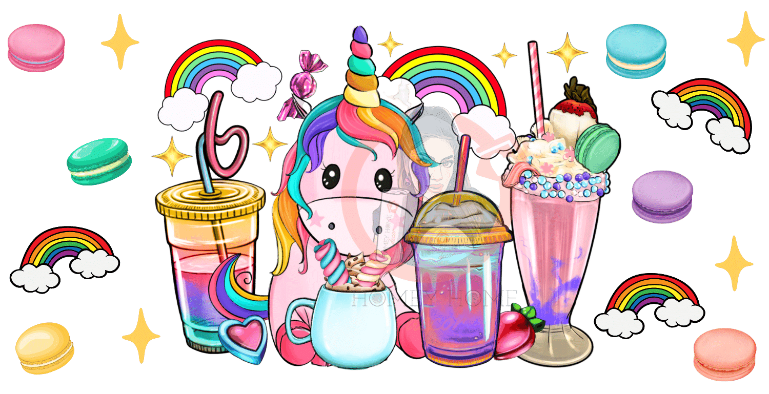 Untitled design - 2023-02-21T160554.815 Unicorn Latte02 Sublimation Libbey Wrap 16oz - Image 1