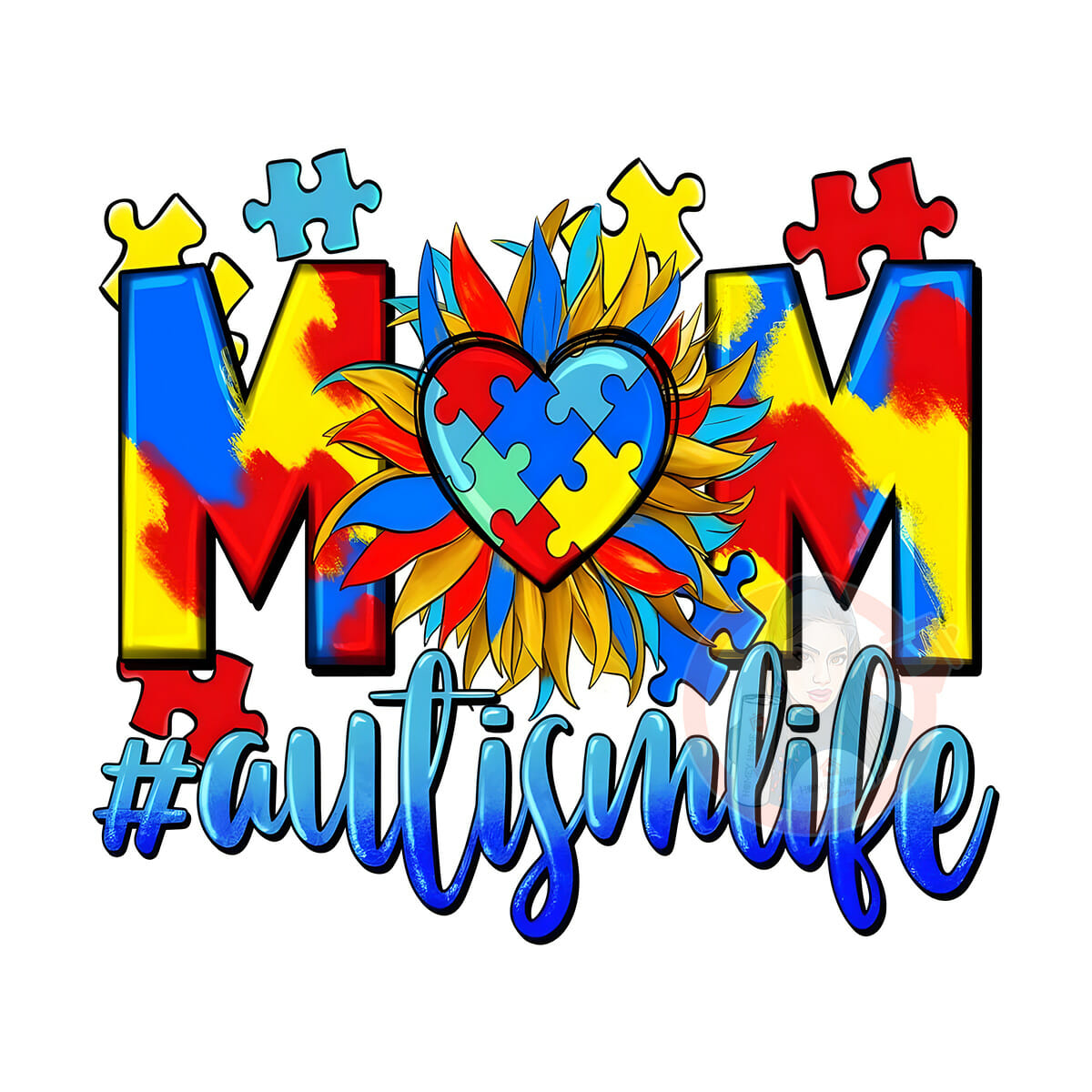 AutismLife Mom Tumbler Wrap web Autism Life Mom Tumbler Sublimation Wrap 20oz - Image 1