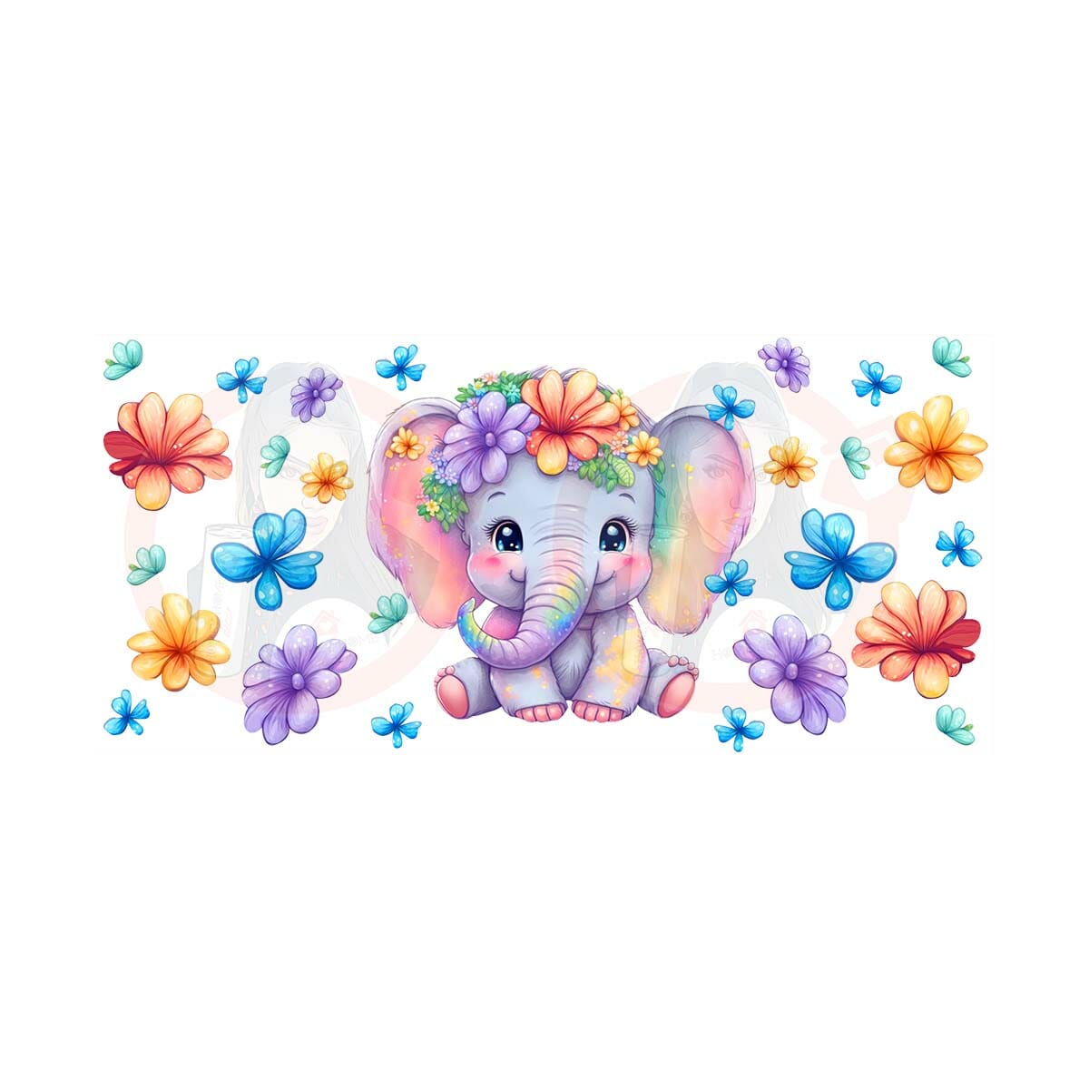 Baby Elephant2 Libbey web Cute Colorful Baby Elephant 02 Libbey Wrap UVDTF - Image 1