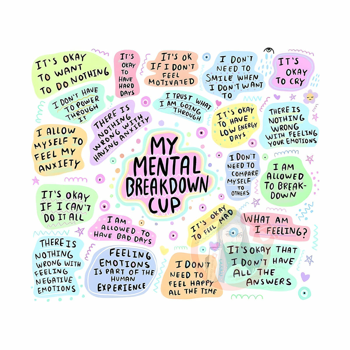 Mental Breakdown Cup tumbler wrap web Mental Breakdown Tumbler Sublimation Wrap 20oz - Image 1