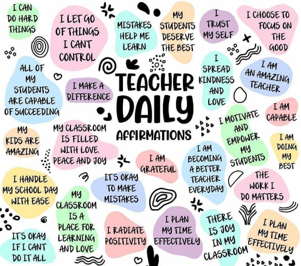 Teacher Daily Affirmations Tumbler wrap Teacher Affirmations Sublimation Wrap 20oz - Image 1