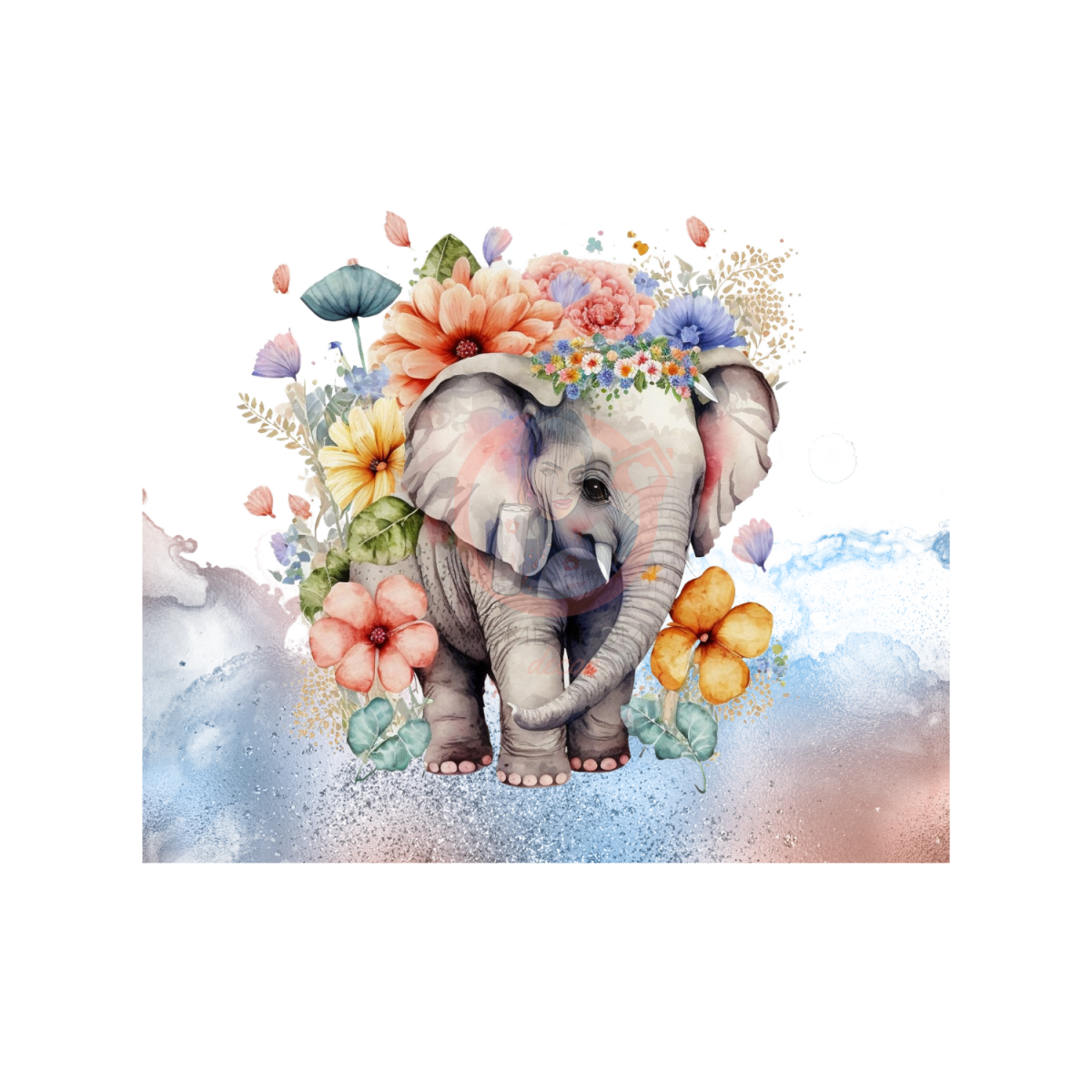 Untitled design - 2023-03-19T183855.975 Elephant 01 Tumbler Sublimation Wrap 20oz - Image 1