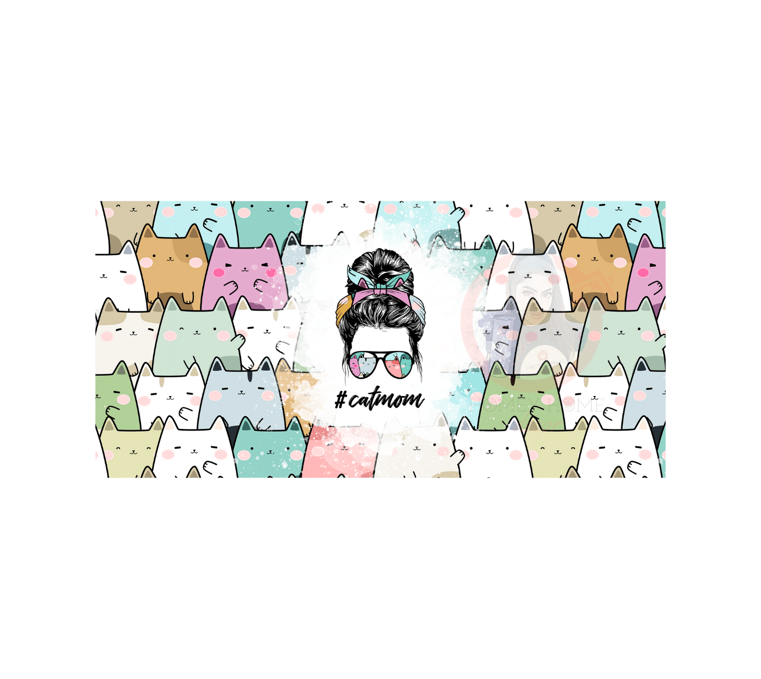 Untitled design - 2023-03-23T220906.732 Cat Mom Sublimation Mug Wrap - Image 1