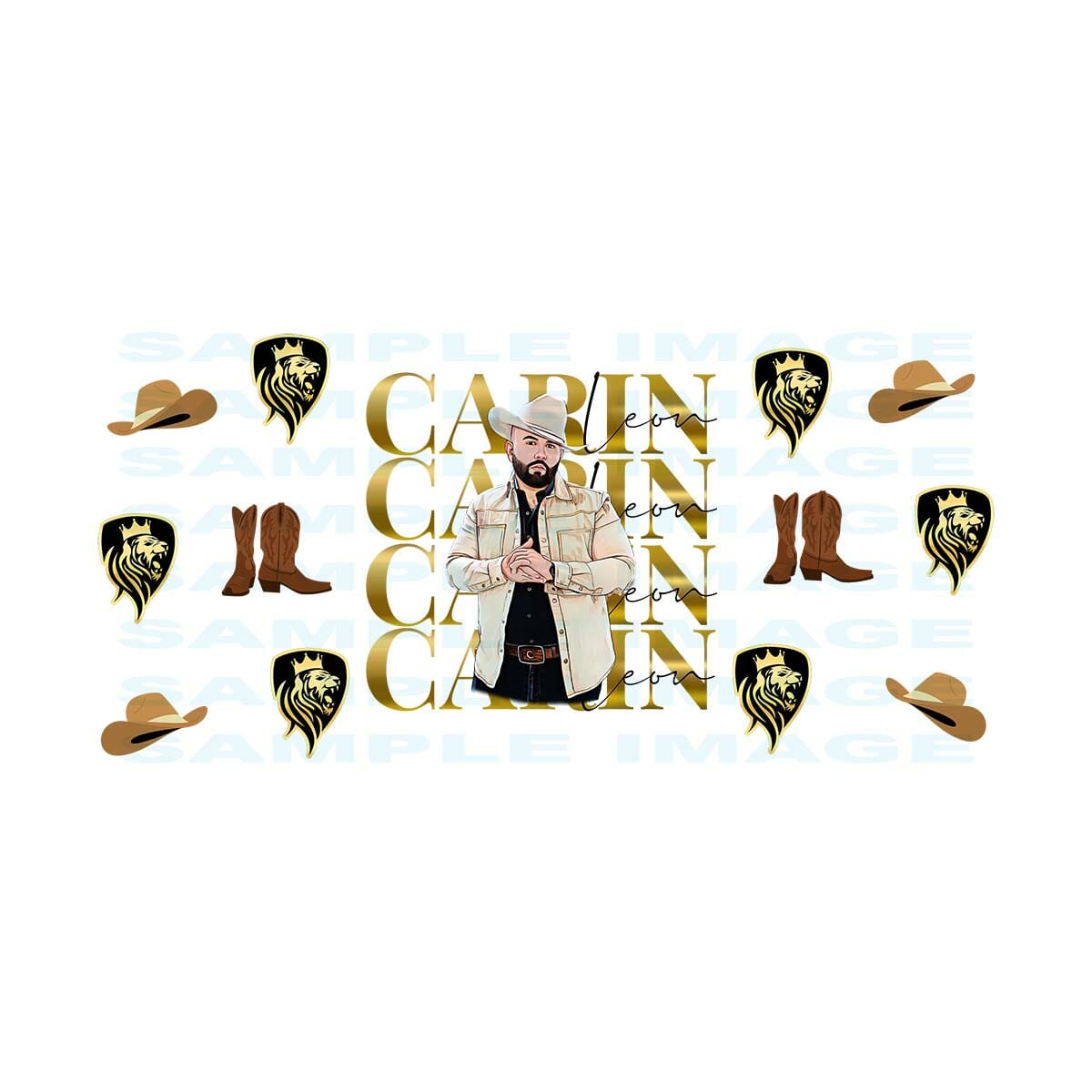 carin libbey web Carin Leon Sombrero and Boots libbey Wrap 16 oz UVDTF - Image 1