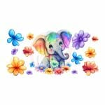 Cute Colorful Elephant Sublimation Libbey Wrap 16oz