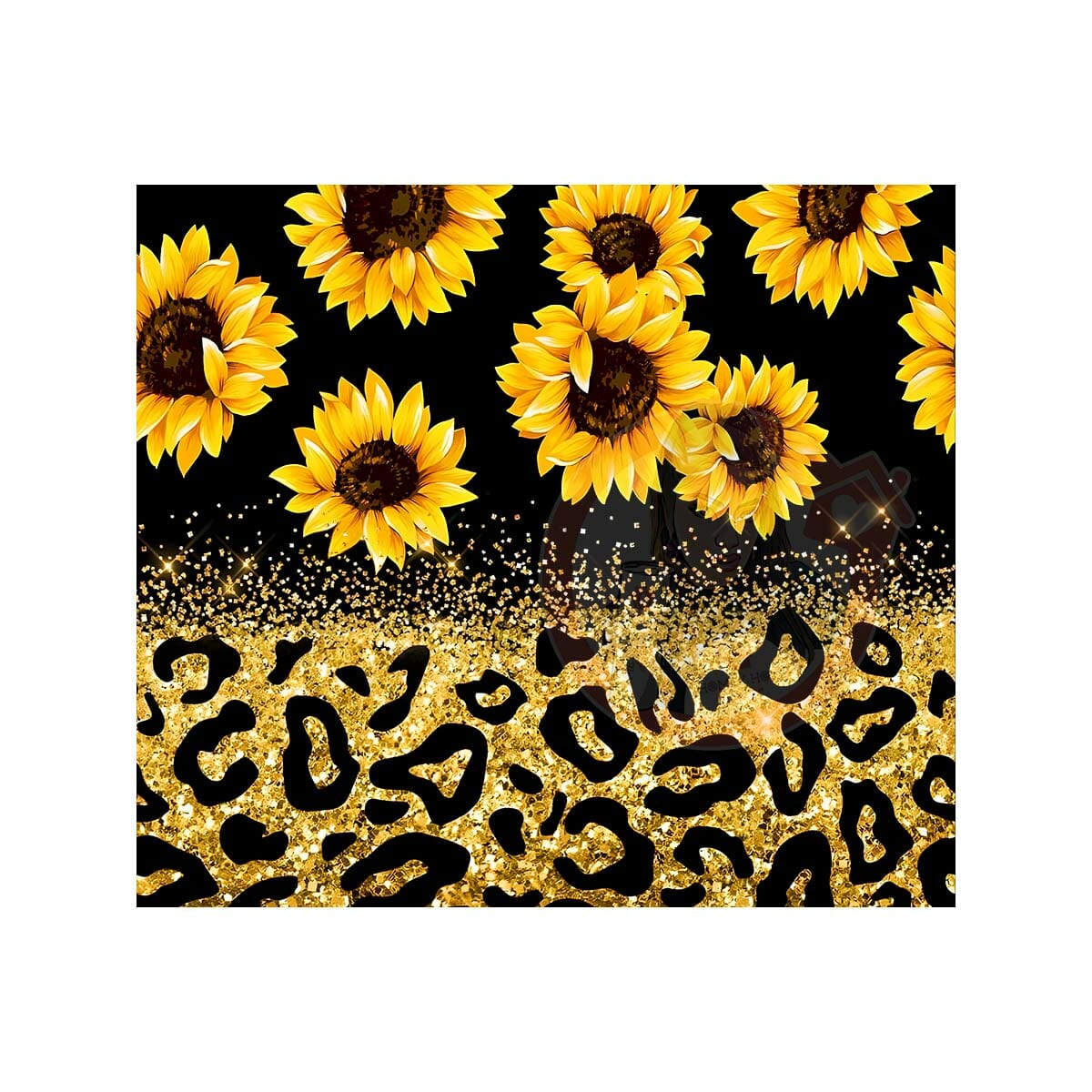 sunflowers tumbler sub wrap Sunflowers Cheetah Tumbler Sublimation Wrap 20oz - Image 1