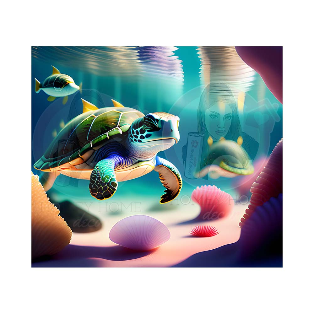 3D Turtle 01 Sub Wrap 3D Turtle 01 Sublimation Tumbler Wrap 20oz - Image 1