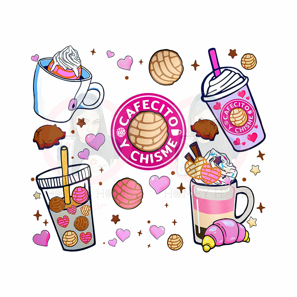 Cafecito-Chisme-wrap-20oz Cafecito y Chisme 06 Sublimation Tumbler Wrap 20oz - Image 1