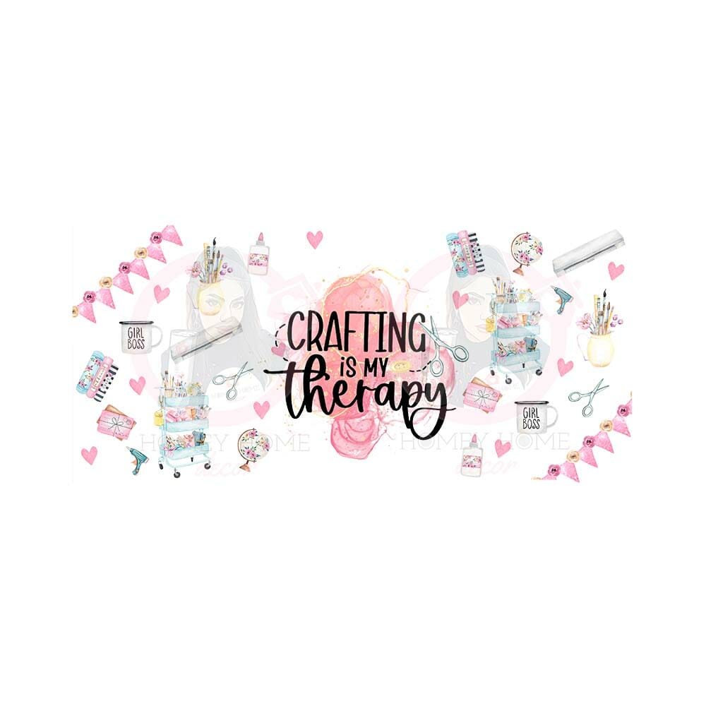 Crafting is my therapy Pink Background web Crafting is My Therapy Libbey Wrap UVDTF - Image 1