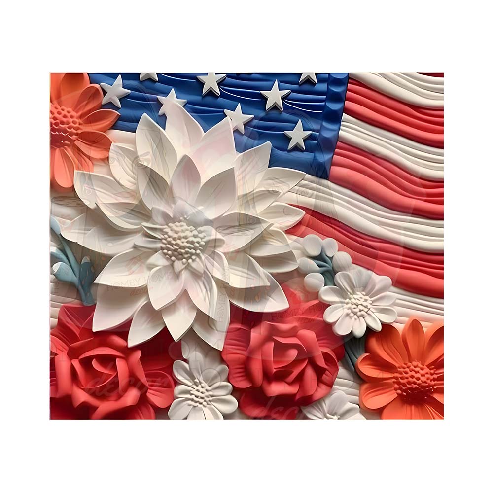 Flowers And Flag 01 Sub Wrap Flowers And Flag 01 Sublimation Tumbler Wrap 20oz - Image 1