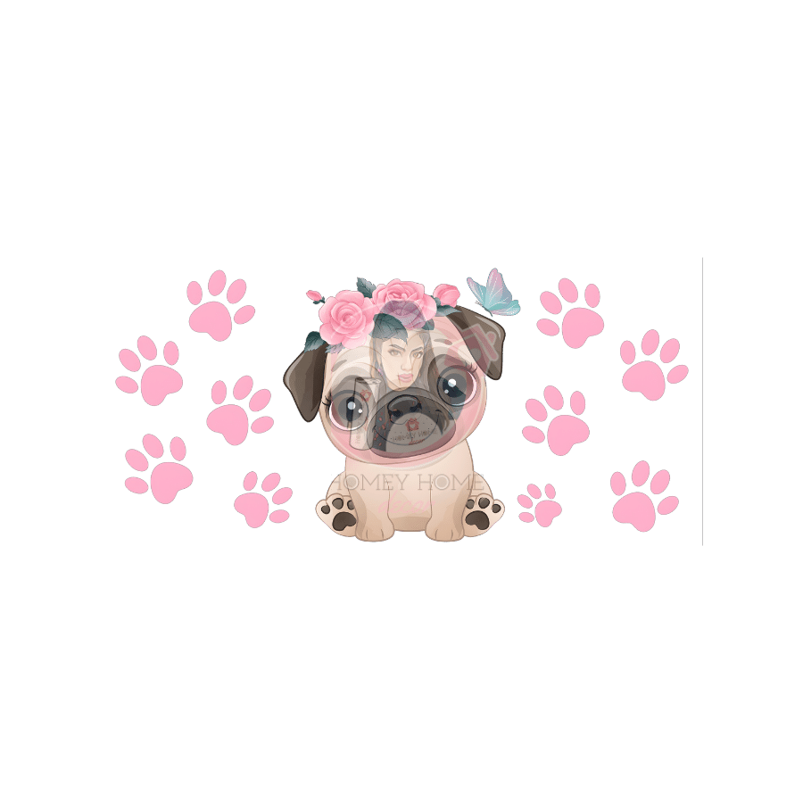 Copy of Untitled (51) Cute Pug libbey Wrap 16 oz UVDTF - Image 1