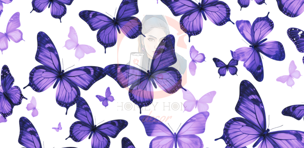 7903904C-1733-4B5C-ADEF-DACE6E59537C Purple Mariposas Libbey Wrap UVDTF - Image 1