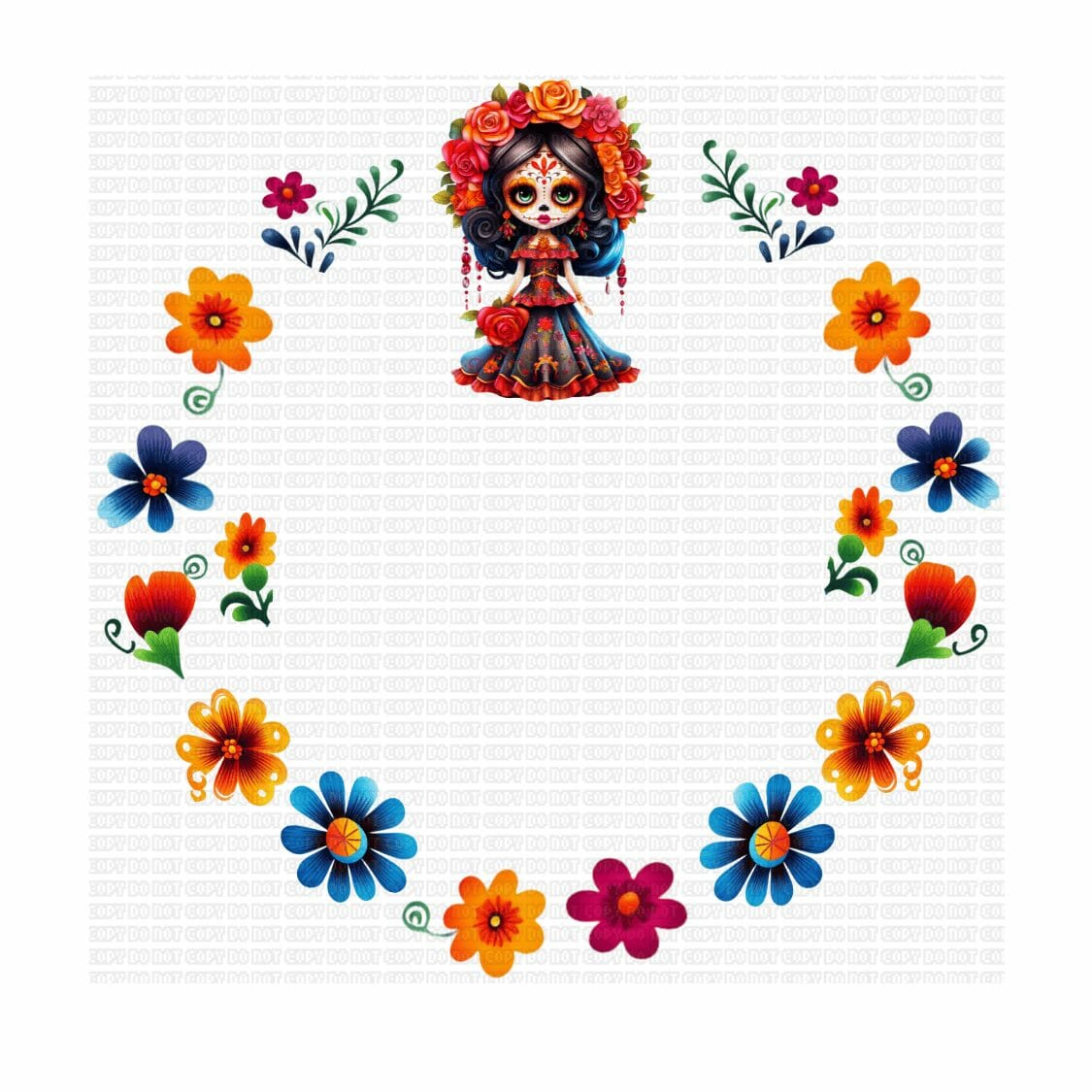 Untitled design - 2023-09-22T002503.826 Floral Catrina 01 UV Lid Decal - Image 1