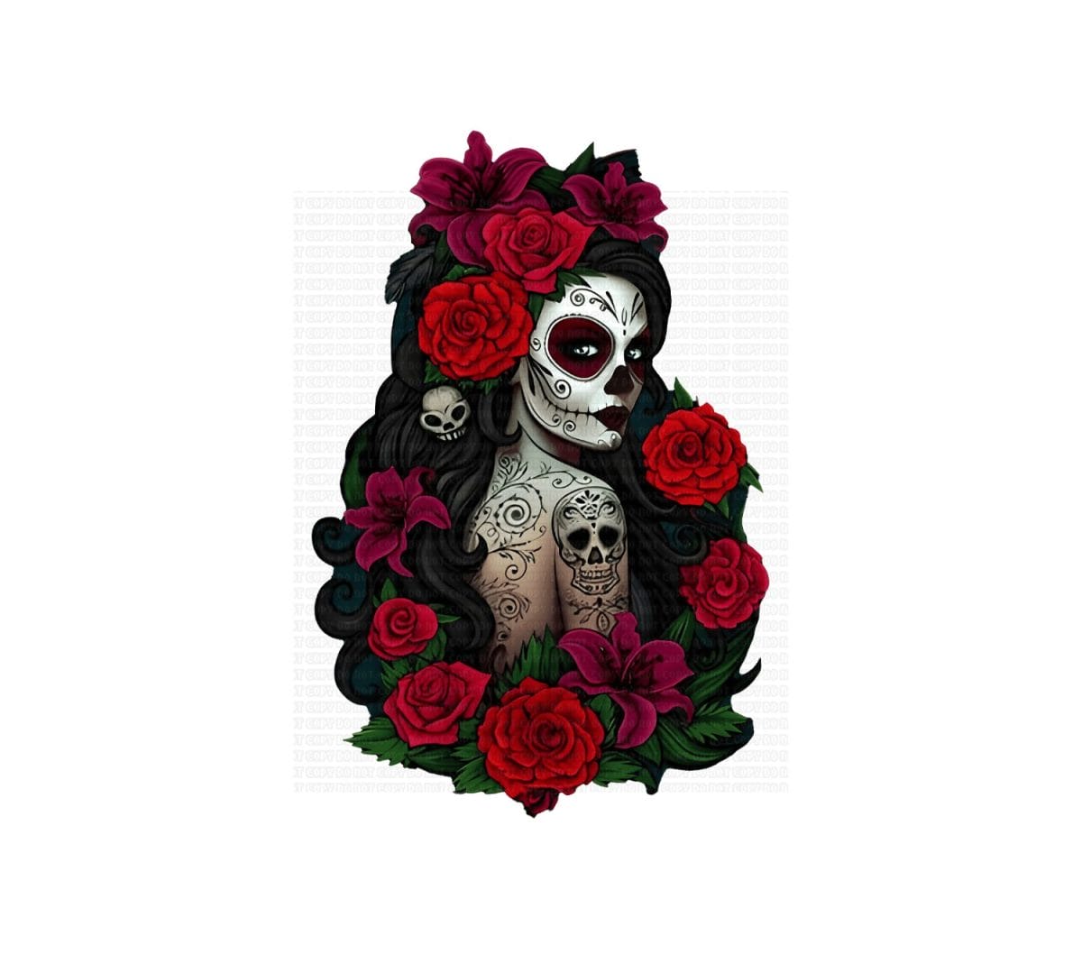 Copy of Untitled - 2023-11-10T160647.095 Catrina With Red Roses UVDTF Decal - Image 1