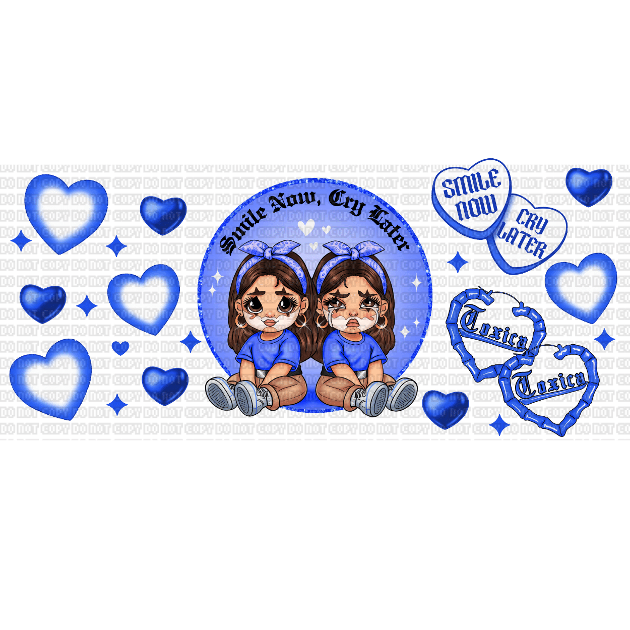$15 LIBBEY CUP WITH UVDTF WRAP - 2024-01-16T155553.858 PM Smile Now Cry Later Blue Libbey Wrap Vinyl 16oz - Image 1