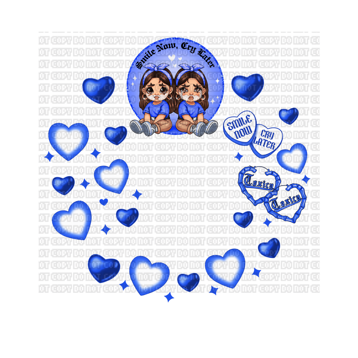 $15 LIBBEY CUP WITH UVDTF WRAP - 2024-01-16T162001.607 PM Smile Now Cry Later Blue UVDTF Lid Decal - Image 1