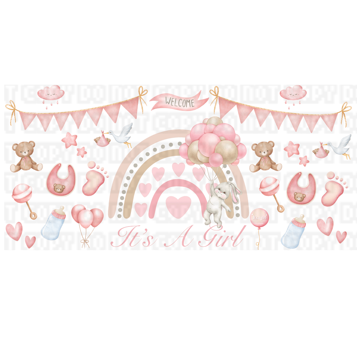 $15 LIBBEY CUP WITH UVDTF WRAP - 2024-01-31T112603.402 It's A Girl Libbey Wrap - Image 1