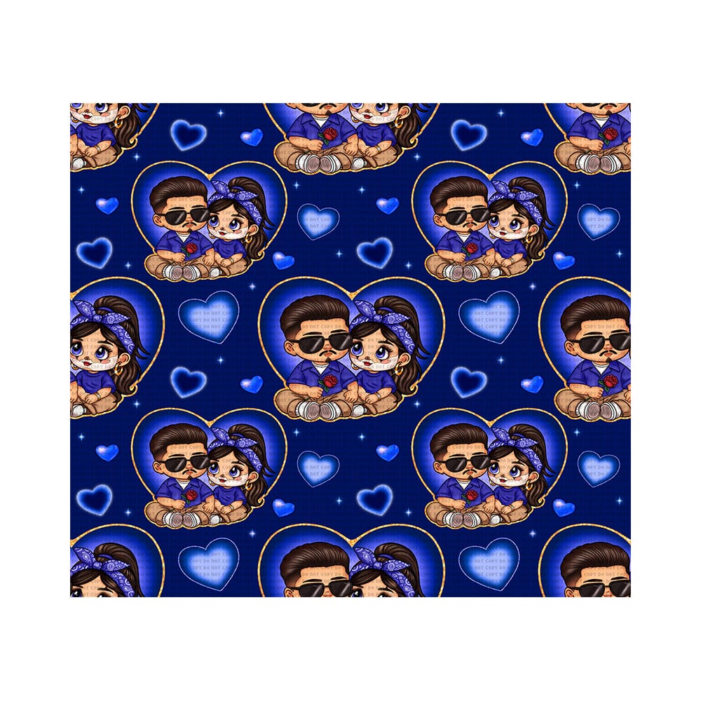 chicano couple blue 02 web PM Chicano Couple blue Tumbler Wrap - Image 1
