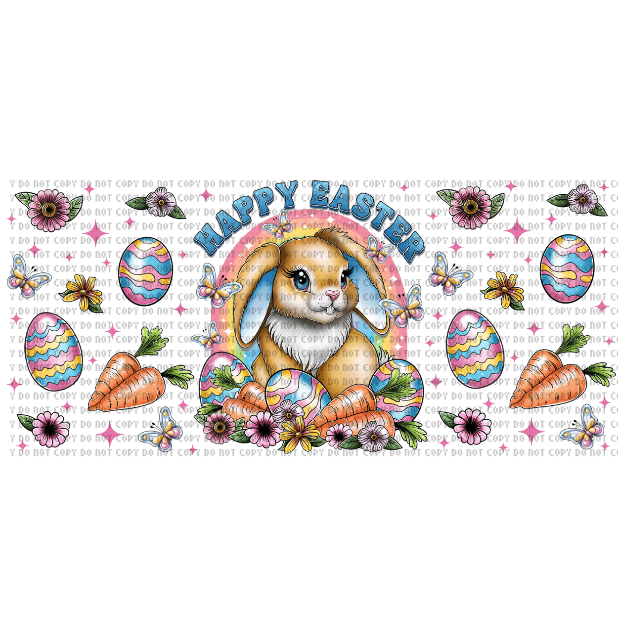 Untitled design - 2024-02-22T105836.088 Easter Bunny Blue Sublimation Libbey Wrap 16oz - Image 1