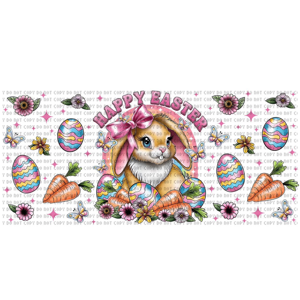 Untitled design - 2024-02-22T105916.986 Easter Bunny Pink Sublimation Libbey Wrap 16oz - Image 1