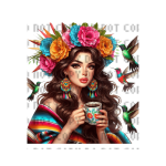 Hummingbird Cafecito Girl2 Heat Transfer Print