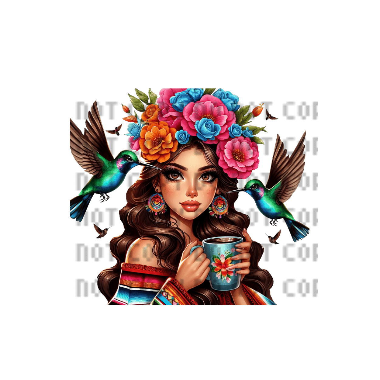 graduation 005 libbey - 2024-04-19T125508.189 Hummingbird Cafecito Girl1 Heat Transfer Print - Image 1