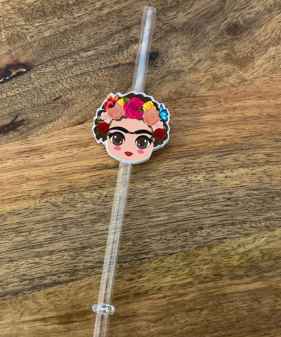 Untitled design - 2025-01-01T215113.787 Frida Head 2 3D Printed Straw Topper - Image 1