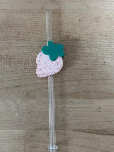 image5 (22) Pink Fresita 3D Printed Straw Topper - Image 1